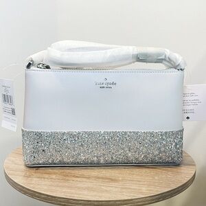 Kate Spade Bag Silver Glitter Holiday Crossbody Purse New